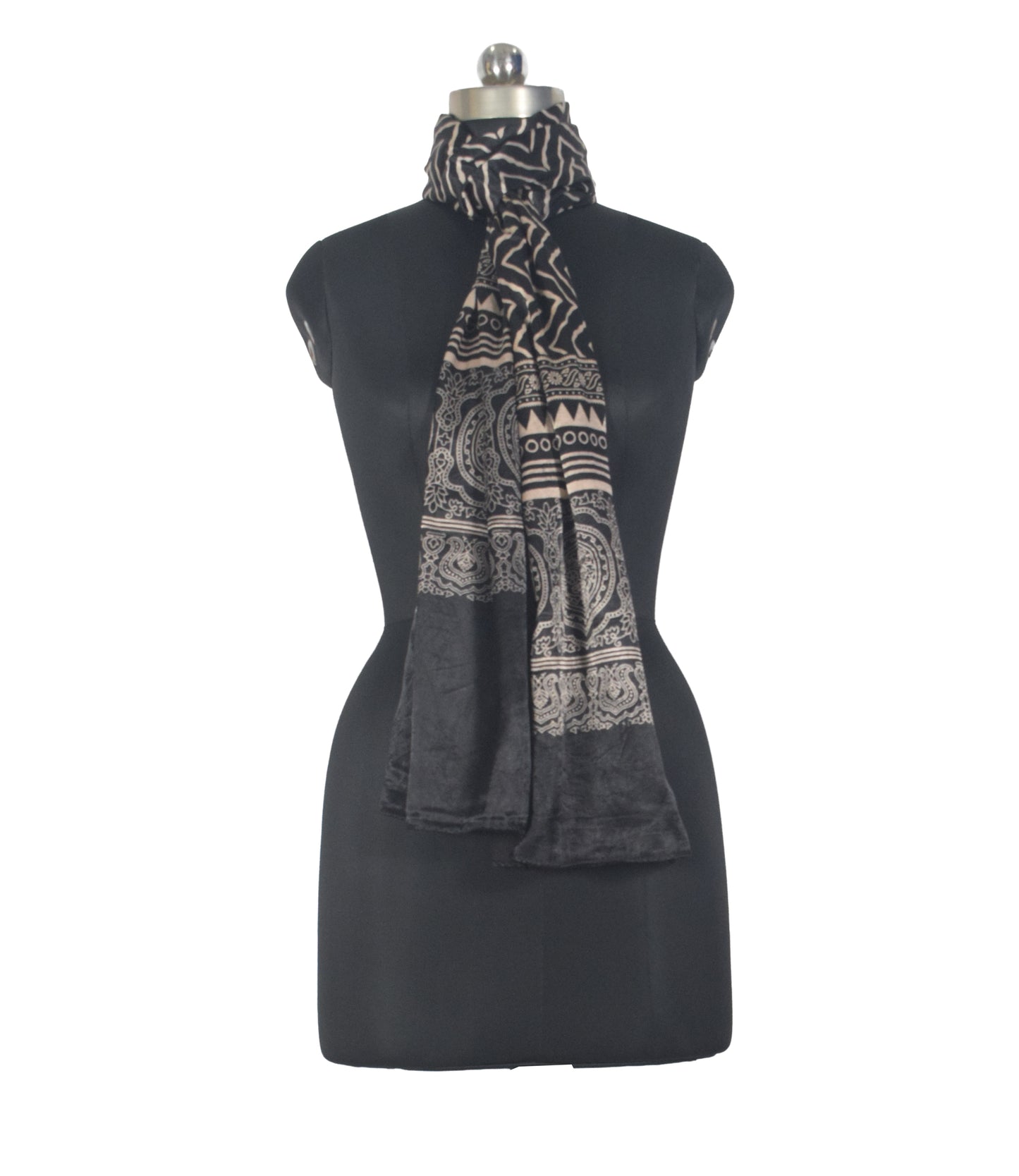 Laheryu Print Mashru Silk Two Colour Print Screen Print Hand Printed Stole  - 2.1 Mtr Length   -  SKU : RD25703C