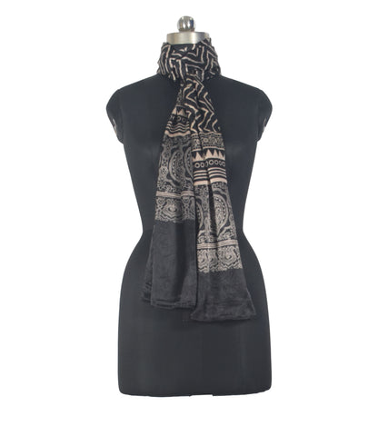 Laheryu Print Mashru Silk Two Colour Print Screen Print Hand Printed Stole  - 2.1 Mtr Length   -  SKU : RD25703C