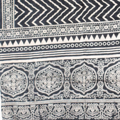Laheryu Print Mashru Silk Two Colour Print Screen Print Hand Printed Stole  - 2.1 Mtr Length   -  SKU : RD25703C
