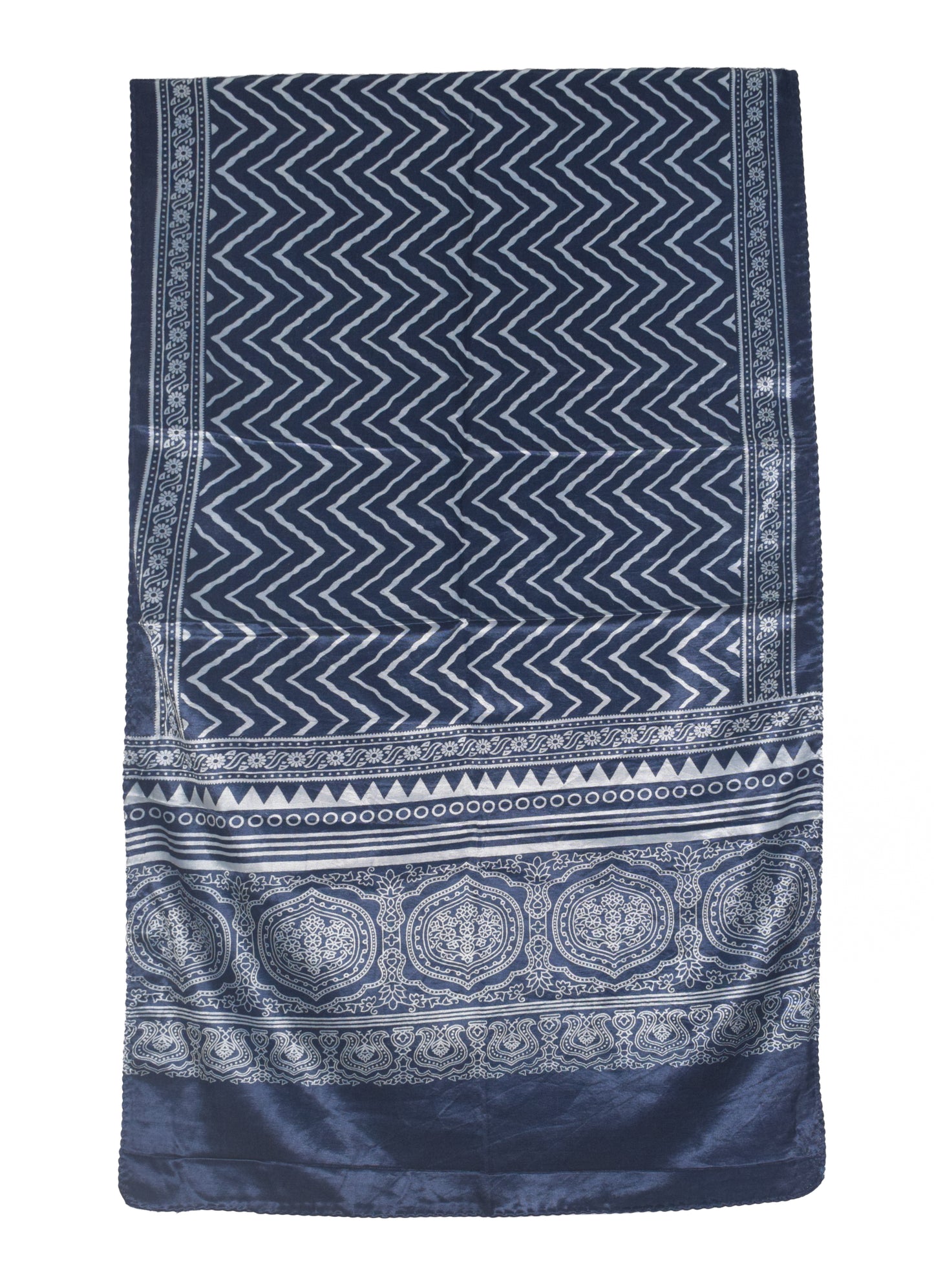 Laheryu Print Mashru Silk Two Colour Print Screen Print Hand Printed Stole  - 2.1 Mtr Length   -  SKU : RD25703E