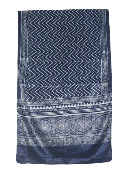 Laheryu Print Mashru Silk Two Colour Print Screen Print Hand Printed Stole  - 2.1 Mtr Length   -  SKU : RD25703E