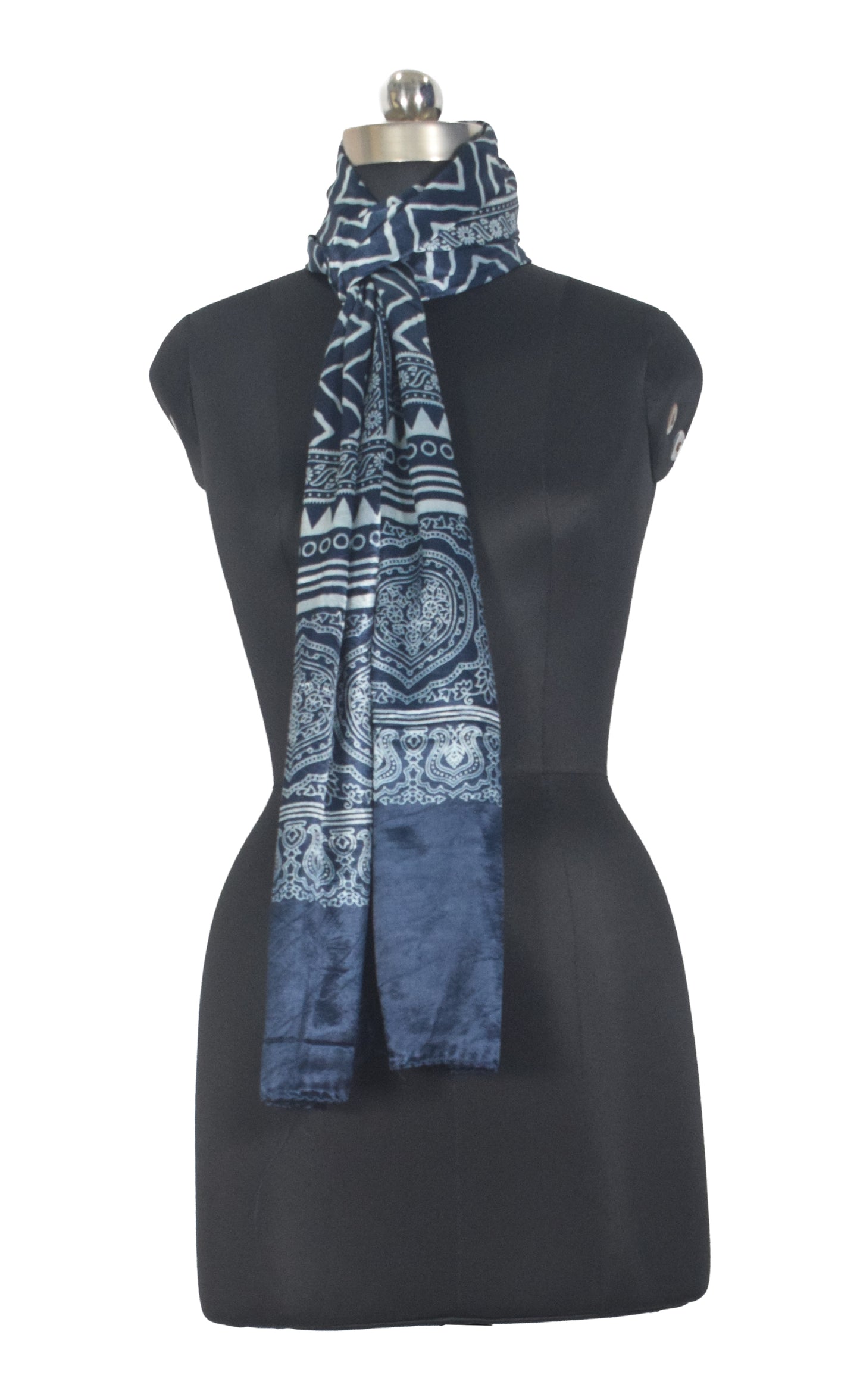 Laheryu Print Mashru Silk Two Colour Print Screen Print Hand Printed Stole  - 2.1 Mtr Length   -  SKU : RD25703E