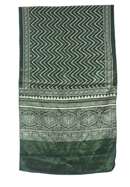 Laheryu Print Mashru Silk Two Colour Print Screen Print Hand Printed Stole  - 2.1 Mtr Length   -  SKU : RD25703G