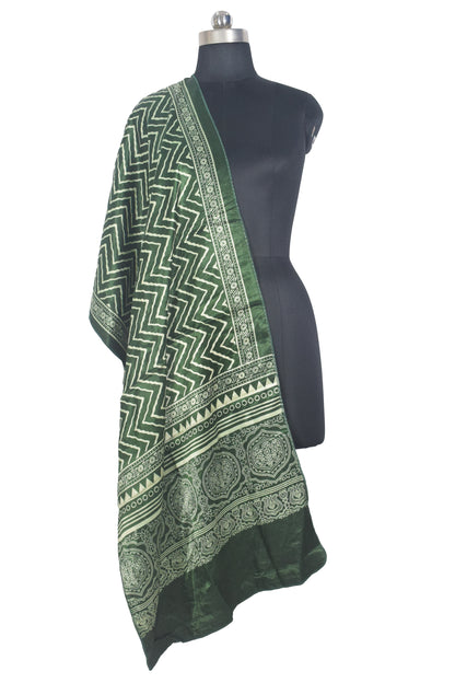 Laheryu Print Mashru Silk Two Colour Print Screen Print Hand Printed Stole  - 2.1 Mtr Length   -  SKU : RD25703G