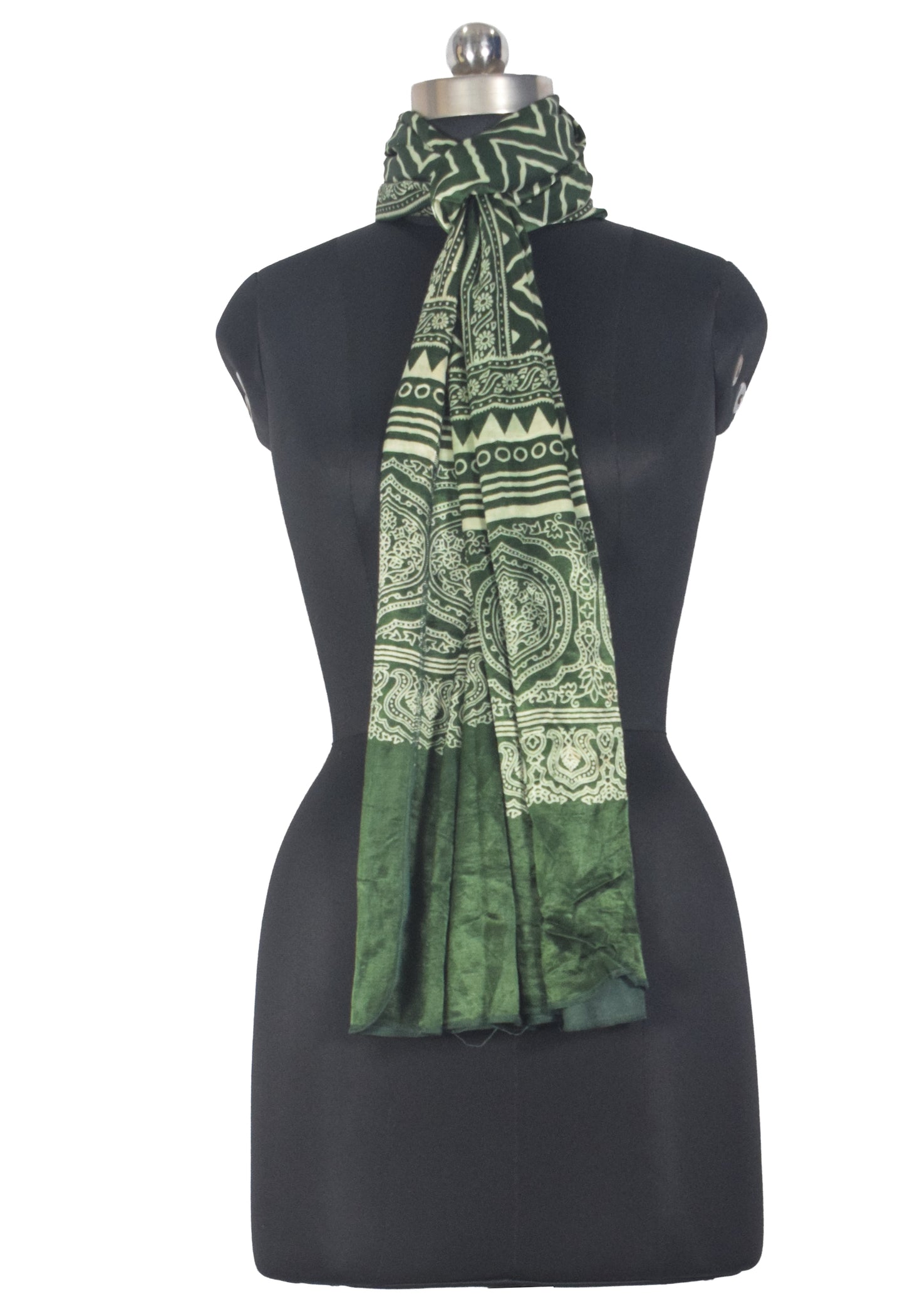 Laheryu Print Mashru Silk Two Colour Print Screen Print Hand Printed Stole  - 2.1 Mtr Length   -  SKU : RD25703G