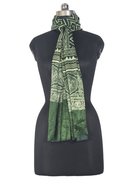 Laheryu Print Mashru Silk Two Colour Print Screen Print Hand Printed Stole  - 2.1 Mtr Length   -  SKU : RD25703G