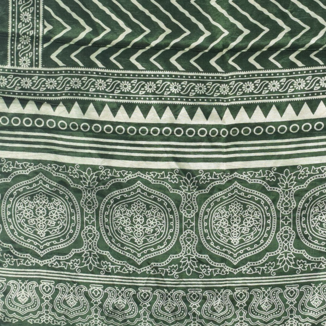 Laheryu Print Mashru Silk Two Colour Print Screen Print Hand Printed Stole  - 2.1 Mtr Length   -  SKU : RD25703G