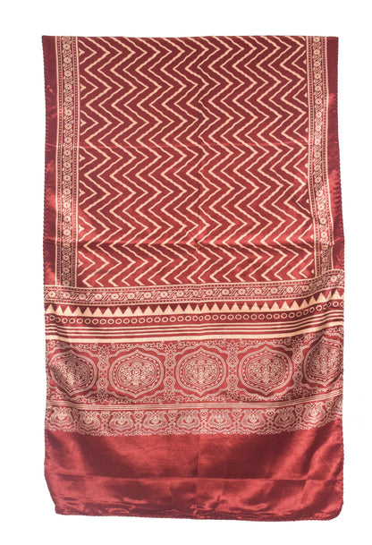 Laheryu Print Mashru Silk Two Colour Print Screen Print Hand Printed Stole  - 2.1 Mtr Length   -  SKU : RD25703B