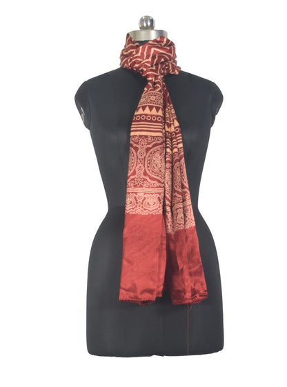 Laheryu Print Mashru Silk Two Colour Print Screen Print Hand Printed Stole  - 2.1 Mtr Length   -  SKU : RD25703B