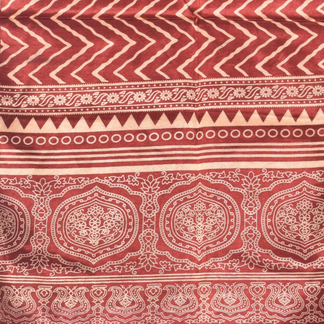 Laheryu Print Mashru Silk Two Colour Print Screen Print Hand Printed Stole  - 2.1 Mtr Length   -  SKU : RD25703B