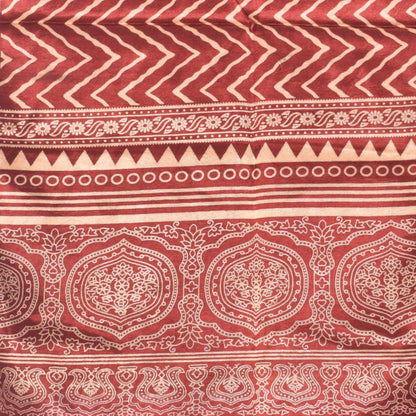 Laheryu Print Mashru Silk Two Colour Print Screen Print Hand Printed Stole  - 2.1 Mtr Length   -  SKU : RD25703B