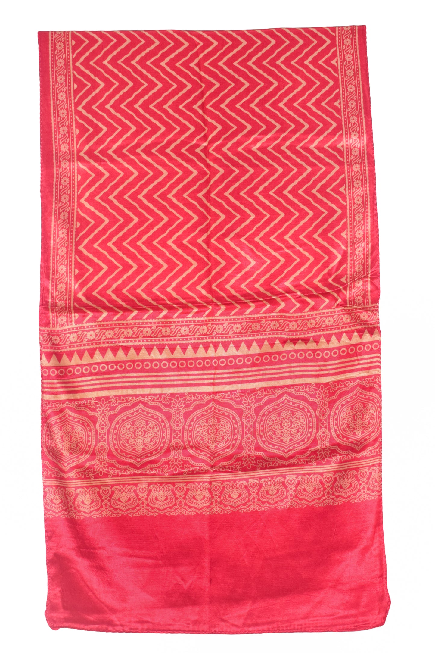 Laheryu Print Mashru Silk Two Colour Print Screen Print Hand Printed Stole  - 2.1 Mtr Length   -  SKU : RD25703D
