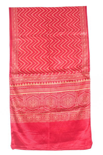 Laheryu Print Mashru Silk Two Colour Print Screen Print Hand Printed Stole  - 2.1 Mtr Length   -  SKU : RD25703D