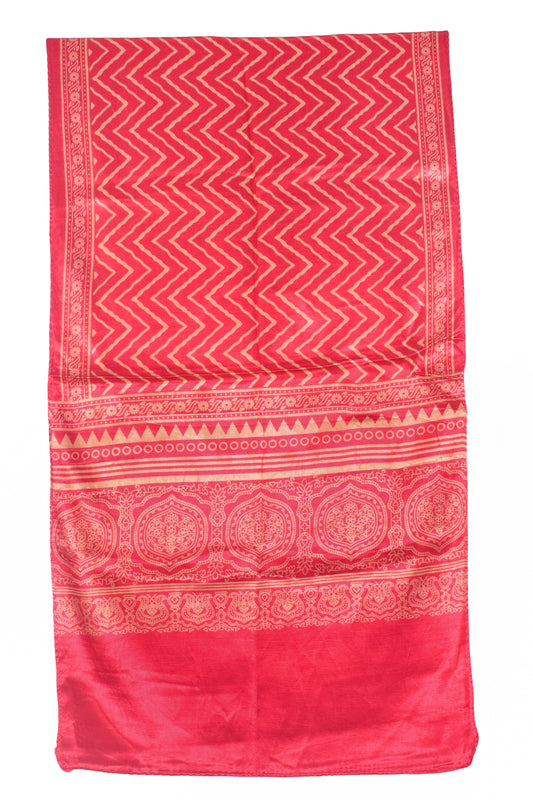 Laheryu Print Mashru Silk Two Colour Print Screen Print Hand Printed Stole  - 2.1 Mtr Length   -  SKU : RD25703D