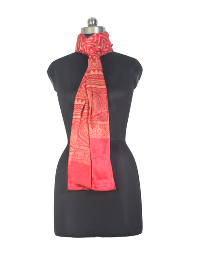 Laheryu Print Mashru Silk Two Colour Print Screen Print Hand Printed Stole  - 2.1 Mtr Length   -  SKU : RD25703D