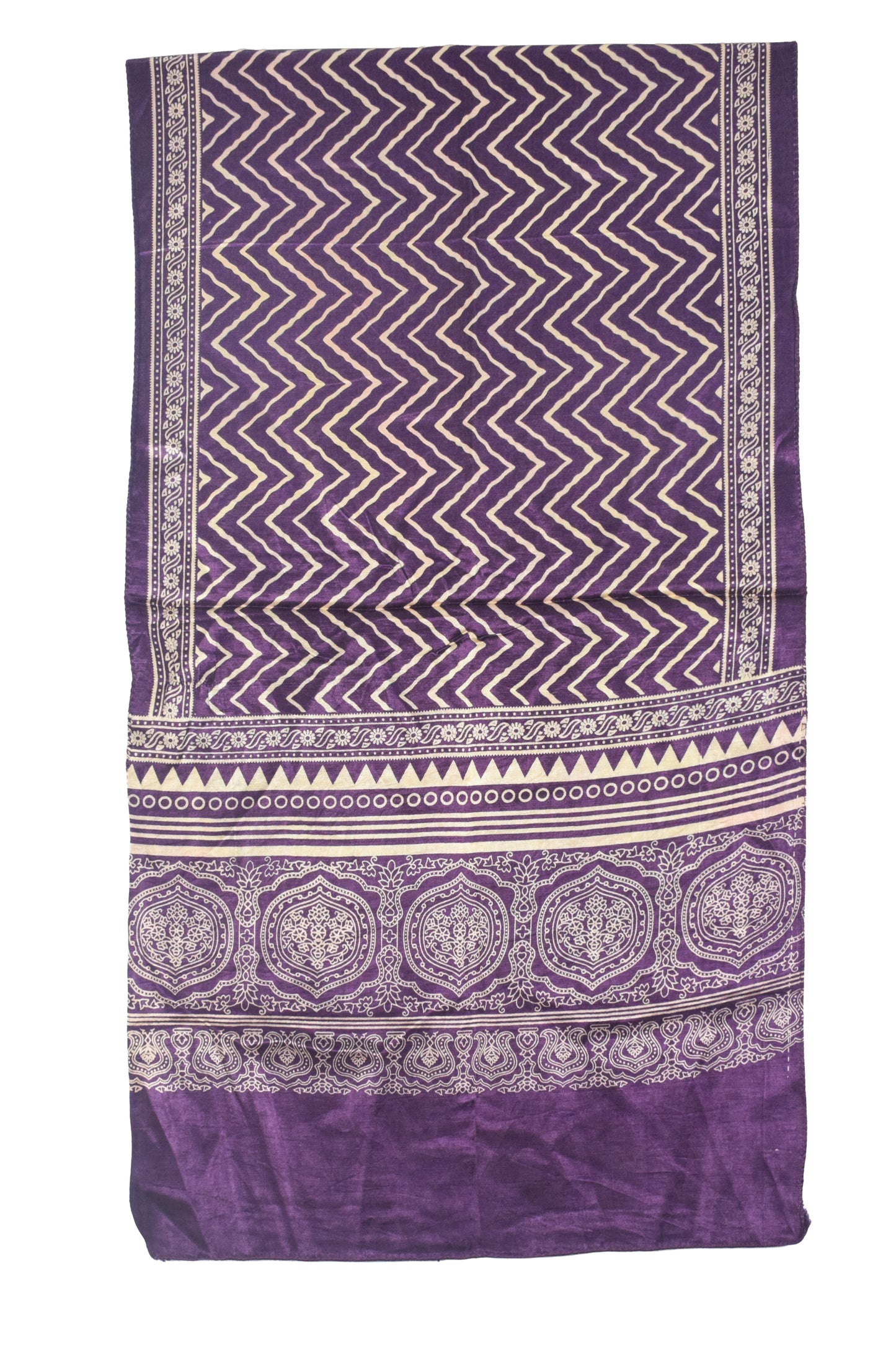 Laheryu Print Mashru Silk Two Colour Print Screen Print Hand Printed Stole  - 2.1 Mtr Length   -  SKU : RD25703A