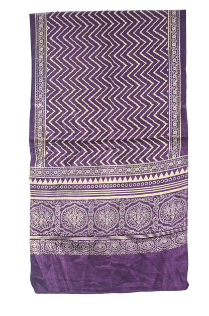 Laheryu Print Mashru Silk Two Colour Print Screen Print Hand Printed Stole  - 2.1 Mtr Length   -  SKU : RD25703A