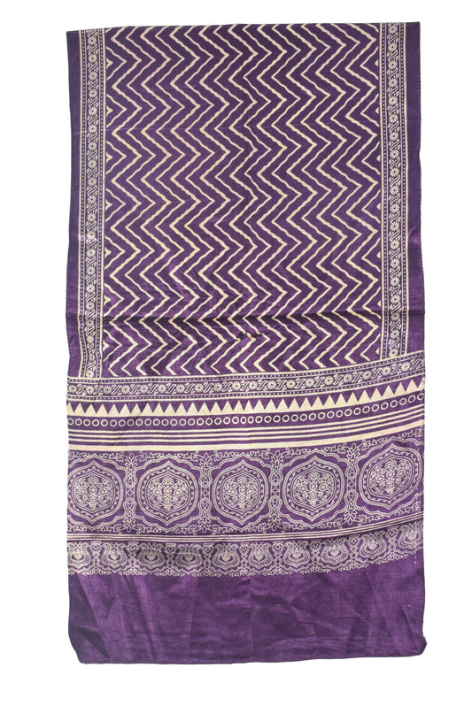 Laheryu Print Mashru Silk Two Colour Print Screen Print Hand Printed Stole  - 2.1 Mtr Length   -  SKU : RD25703A