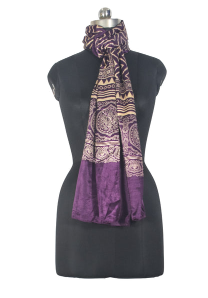 Laheryu Print Mashru Silk Two Colour Print Screen Print Hand Printed Stole  - 2.1 Mtr Length   -  SKU : RD25703A