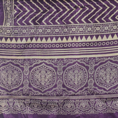 Laheryu Print Mashru Silk Two Colour Print Screen Print Hand Printed Stole  - 2.1 Mtr Length   -  SKU : RD25703A
