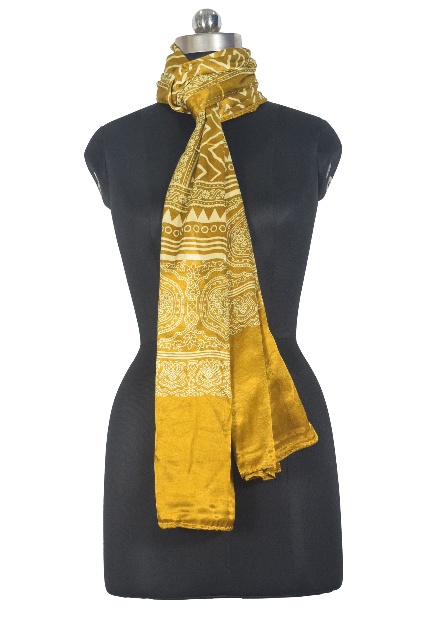 Laheryu Print Mashru Silk Two Colour Print Screen Print Hand Printed Stole  - 2.1 Mtr Length   -  SKU : RD25703F