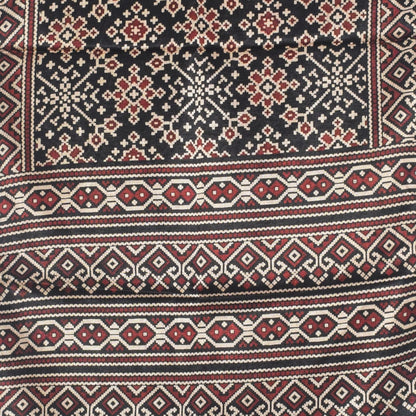 Ajrakh Mashru Silk Natural Dye Two Colour Kam Screen Hand Printed Stole  - 2.1 Mtr Length   -  SKU : JH27701J