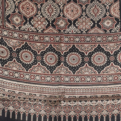 Ajrakh Mashru Silk Natural Dye Two Colour Kam Screen Hand Printed Stole  - 2.1 Mtr Length   -  SKU : JH27701L