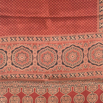 Ajrakh Mashru Silk Natural Dye Two Colour Kam Screen Hand Printed Stole  - 2.1 Mtr Length   -  SKU : JH27701A