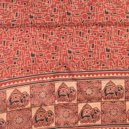 Ajrakh Mashru Silk Natural Dye Two Colour Kam Screen Hand Printed Stole  - 2.1 Mtr Length   -  SKU : JH27701E