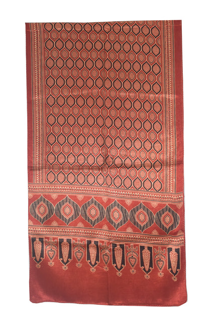 Ajrakh Mashru Silk Natural Dye Two Colour Kam Screen Hand Printed Stole  - 2.1 Mtr Length   -  SKU : JH27701M