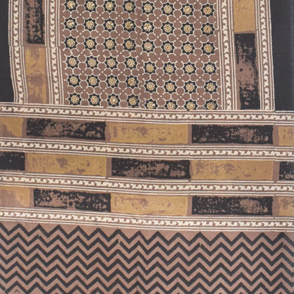 Ajrakh Cotton Natural Dye Hand Block Print Stole with Tassels - 2.1 Mtr Length   -  SKU : ID03901C