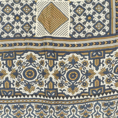 Ajrakh Modal Silk Natural Dye Three Colour Print | 3 Kam | Screen Print Hand Printed Stole  - 2.1 Mtr Length   -  SKU : JH12A01E