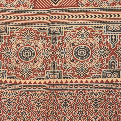 Ajrakh Modal Silk Natural Dye Three Colour Print | 3 Kam | Screen Print Hand Printed Stole  - 2.1 Mtr Length   -  SKU : JH12A01A