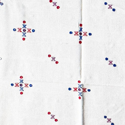 Simple Mirror Work Wool Hand Embroidered Shawl with Tassels - 2.1 Mtr Length    -  SKU : BM27A01B