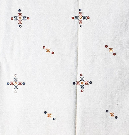 Simple Mirror Work Wool Hand Embroidered Shawl with Tassels - 2.1 Mtr Length    -  SKU : BM27A01D