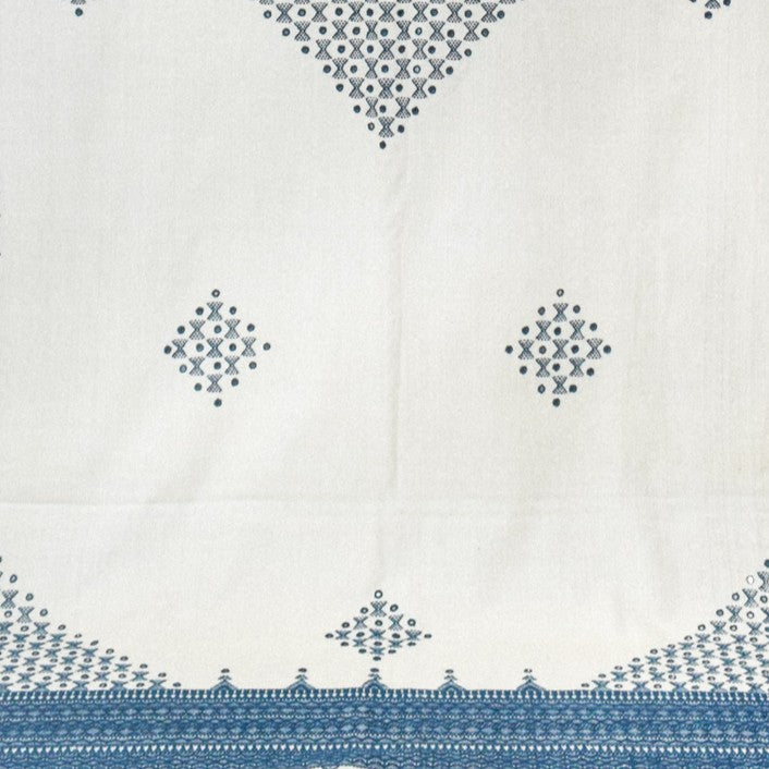 Mirror Work Wool Hand Embroidered Shawl with Tassels - 2.1 Mtr Length    -  SKU : BM20B02C