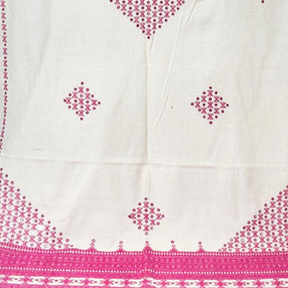 Mirror Work Wool Hand Embroidered Shawl with Tassels - 2.1 Mtr Length    -  SKU : BM20B02D