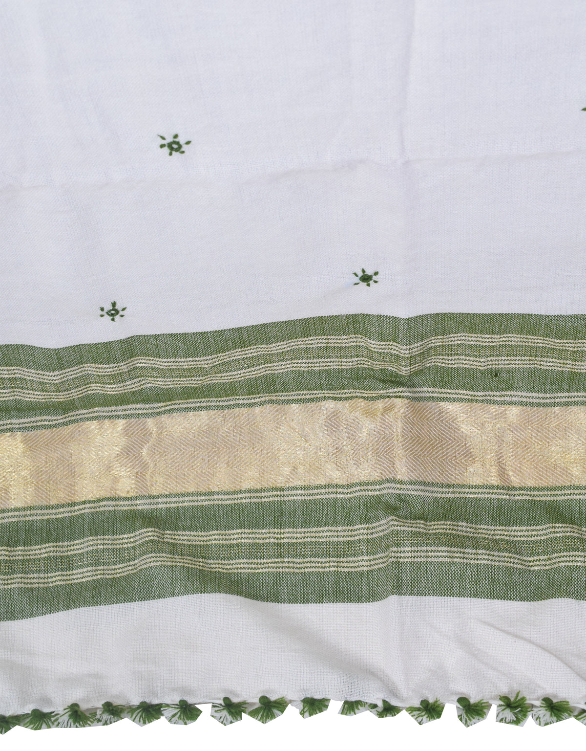 Mirror Work Wool Lagdi Patto with Tassels Shawl  - 2.1 Mtr Length   -  SKU : DB02802B
