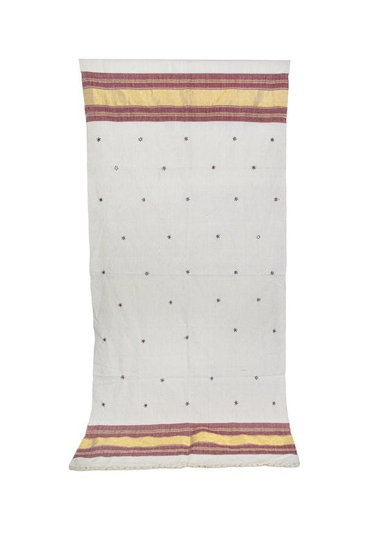 Mirror Work Wool Lagdi Patto with Tassels Shawl  - 2.1 Mtr Length    -  SKU : RD11C01A