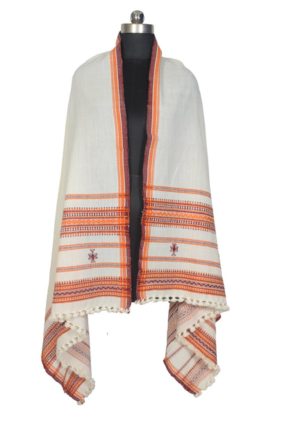 Plain Dyeing Wool Hand Woven Shawl with Tassels - 2 Mtr Length    -  SKU : DB10C01A