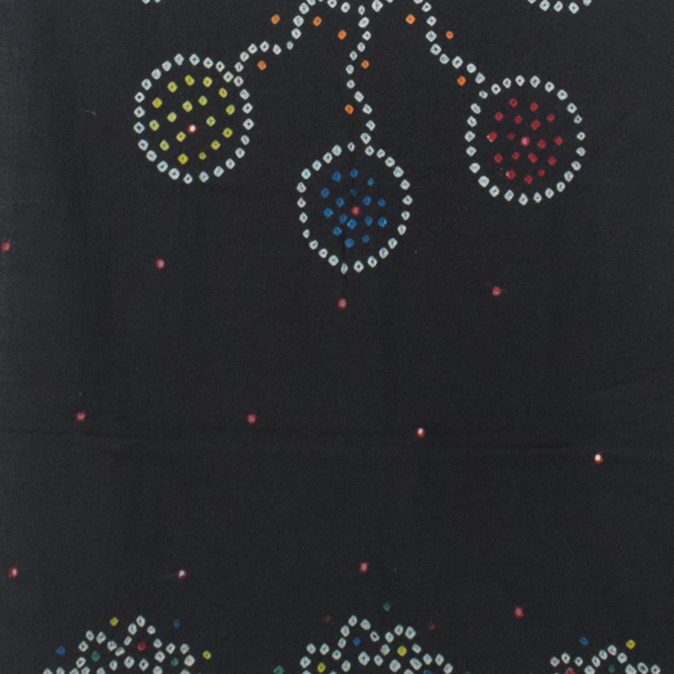 Bandhej [ Tie-Dye] Wool Fine Mirrorwork Shawl  - 2 Mtr Length   -  SKU : DB10C02B