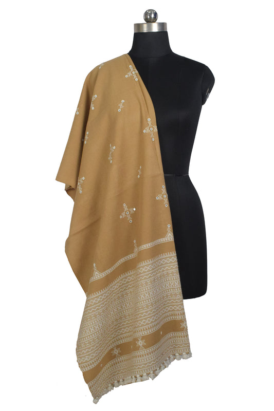 Plain Dyeing Wool Hand Woven Shawl  - 2 Mtr Length    -  SKU : DB13C01A