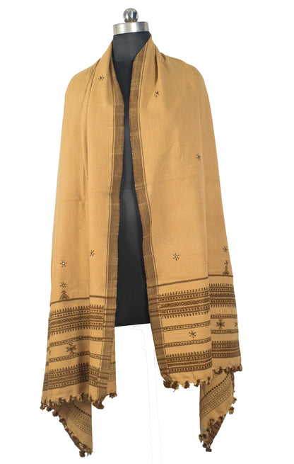 Plain Dyeing Wool Hand Woven Shawl  - 2 Mtr Length   -  SKU : DB13C01A