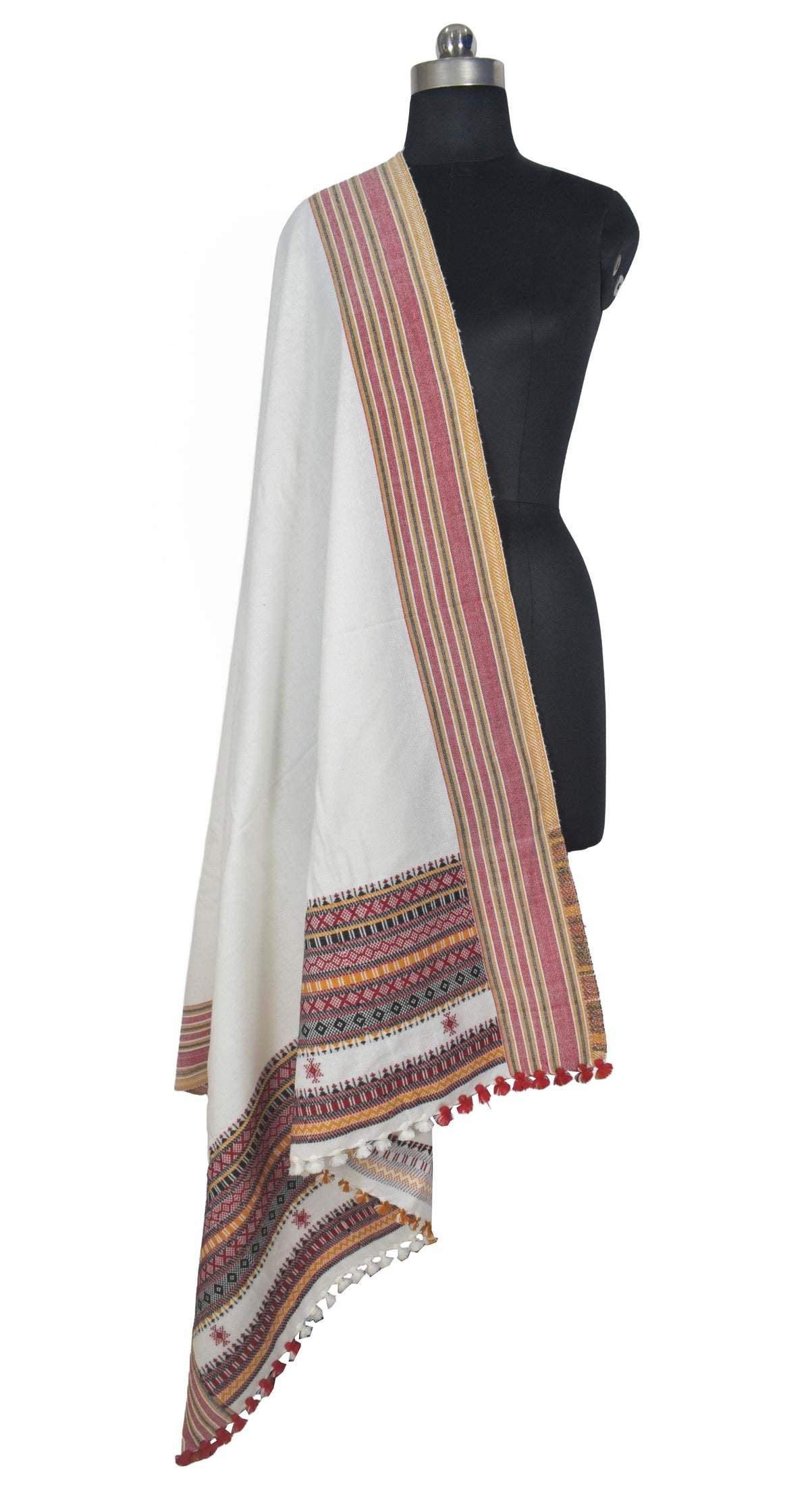 Machine Embroidery Wool Hand Woven Shawl  - 2.35 Mtr Length   -  SKU : RD01801A