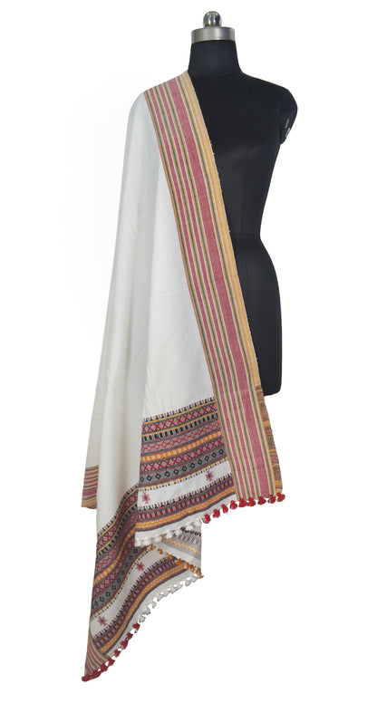 Machine Embroidery Wool Hand Woven Shawl  - 2.35 Mtr Length   -  SKU : RD01801A