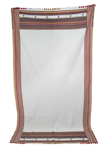 Machine Embroidery Wool Hand Woven Shawl  - 2.35 Mtr Length   -  SKU : RD01801A