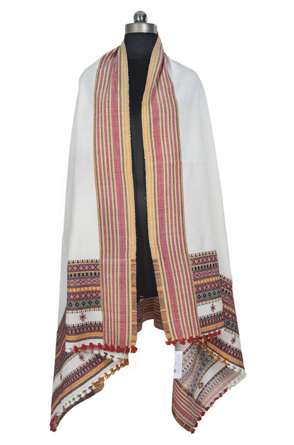 Machine Embroidery Wool Hand Woven Shawl  - 2.35 Mtr Length   -  SKU : RD01801A
