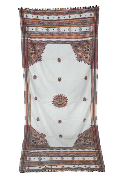 Machine Embroidery Wool Hand Woven Shawl  - 2 Mtr Length   -  SKU : RD01802A