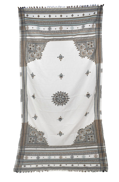 Machine Embroidery Wool Hand Woven Shawl  - 2 Mtr Length   -  SKU : RD01802B