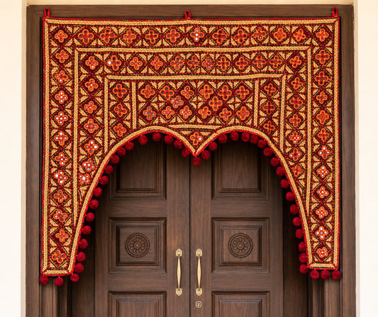 Pakko Work Cotton Hand Embroidered Mirror Work Toran  - 90 cms Length   -  SKU : RD10701A